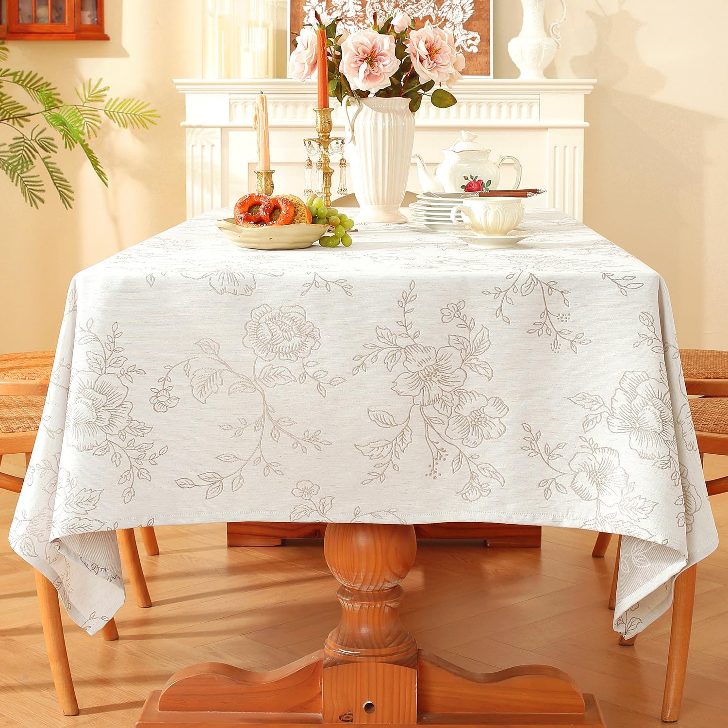 Chassic Premium Vintage Farmhouse Damask Floral Table Cloth
