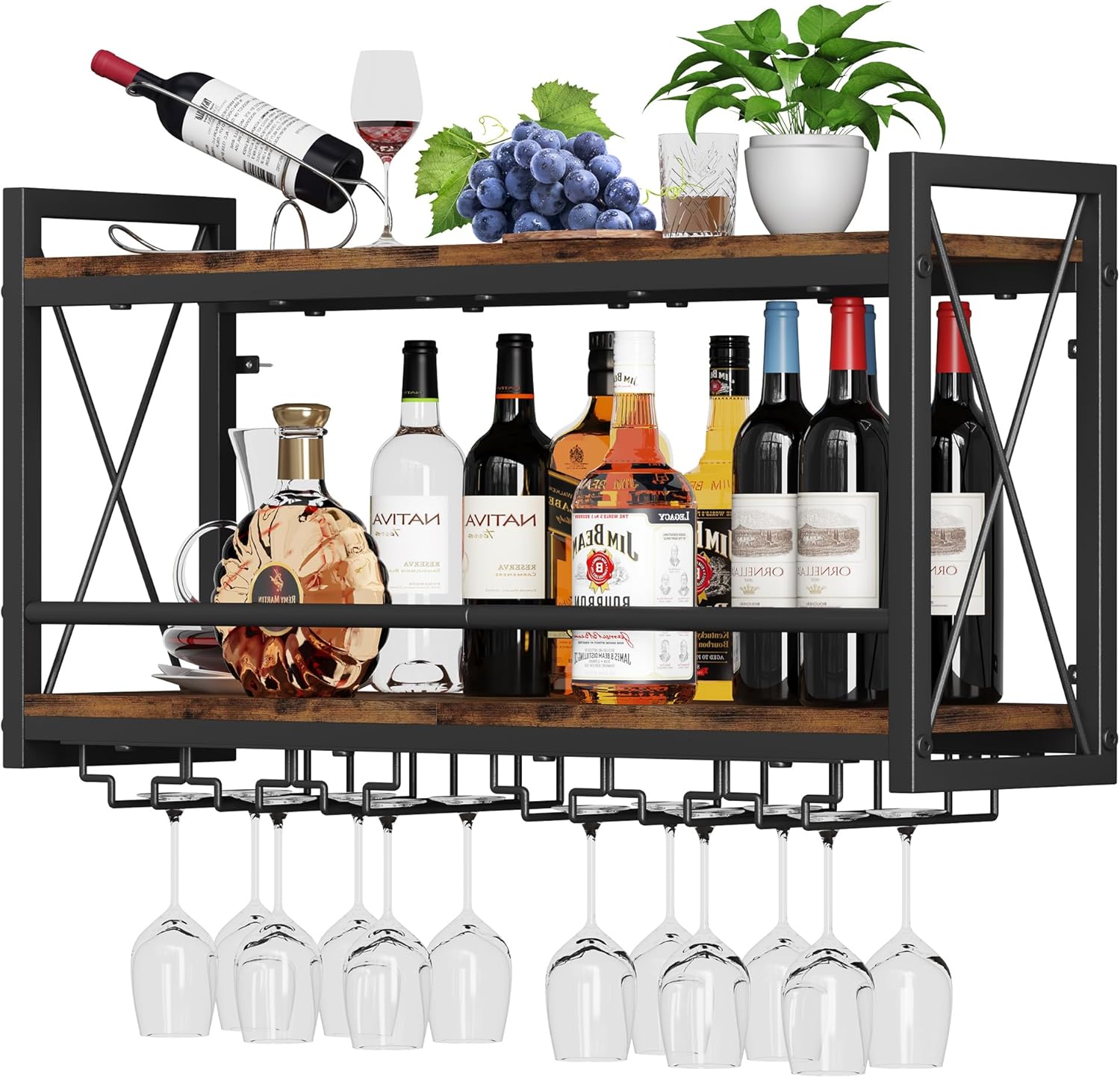 Homeiju Wall Mounted Wine Rack for Stylish Home Bar Display