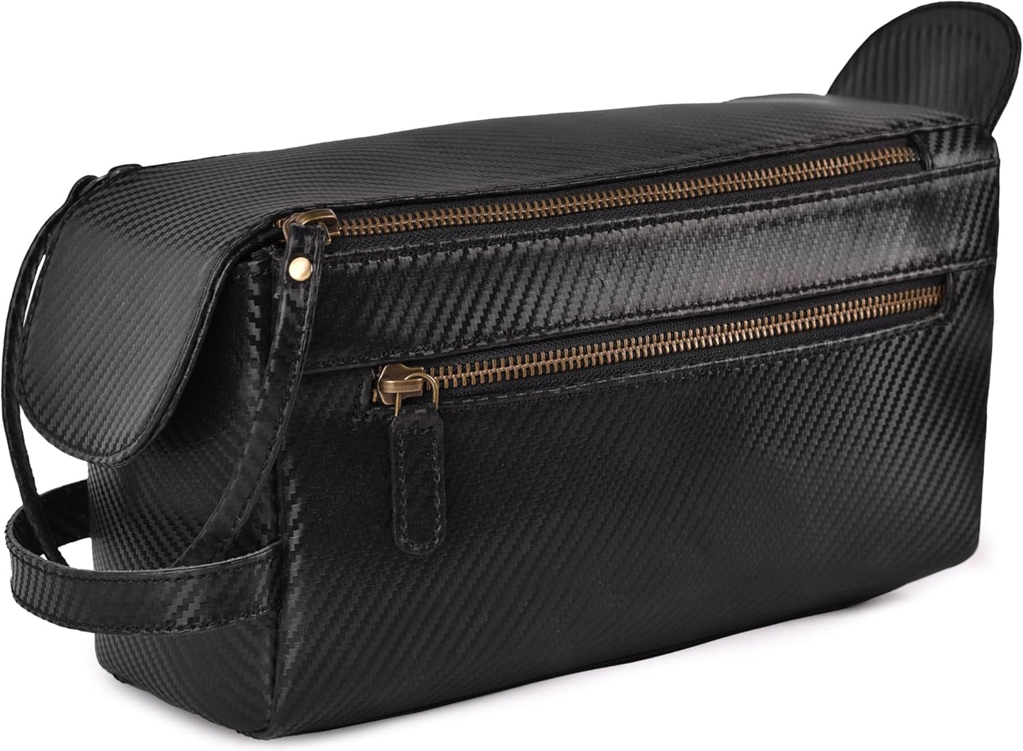 Premium Carbon Fiber Leather Travel Toiletry Bag for Men & Women