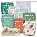 Cloth Diapers 7 Pack with Wet Bag - One Size Adjustable Oasis