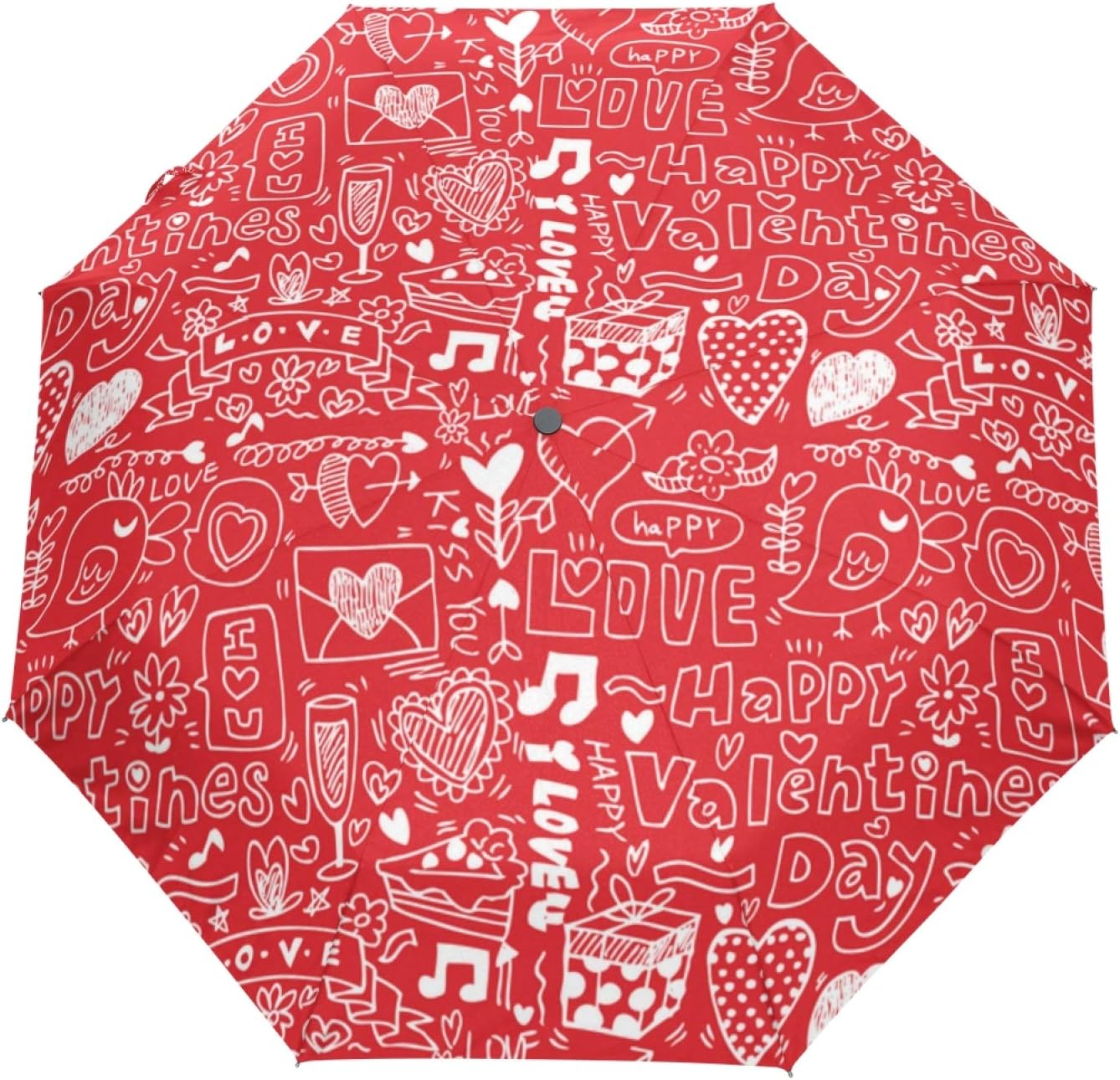 Love Hearts Red Auto Open Compact Umbrella