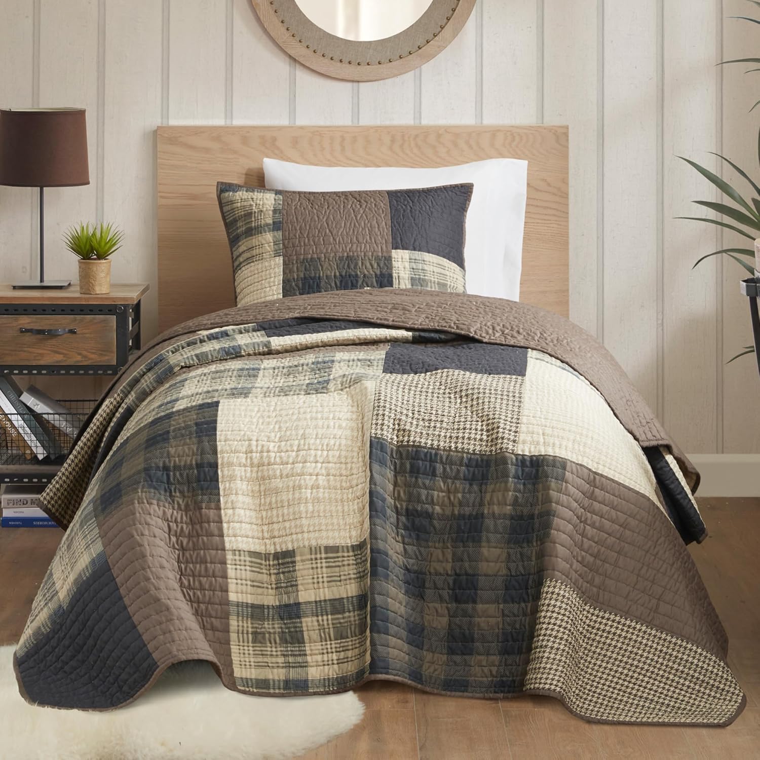 Woolrich Quilt Set Patchwork Channel Quilting for Twin Beds