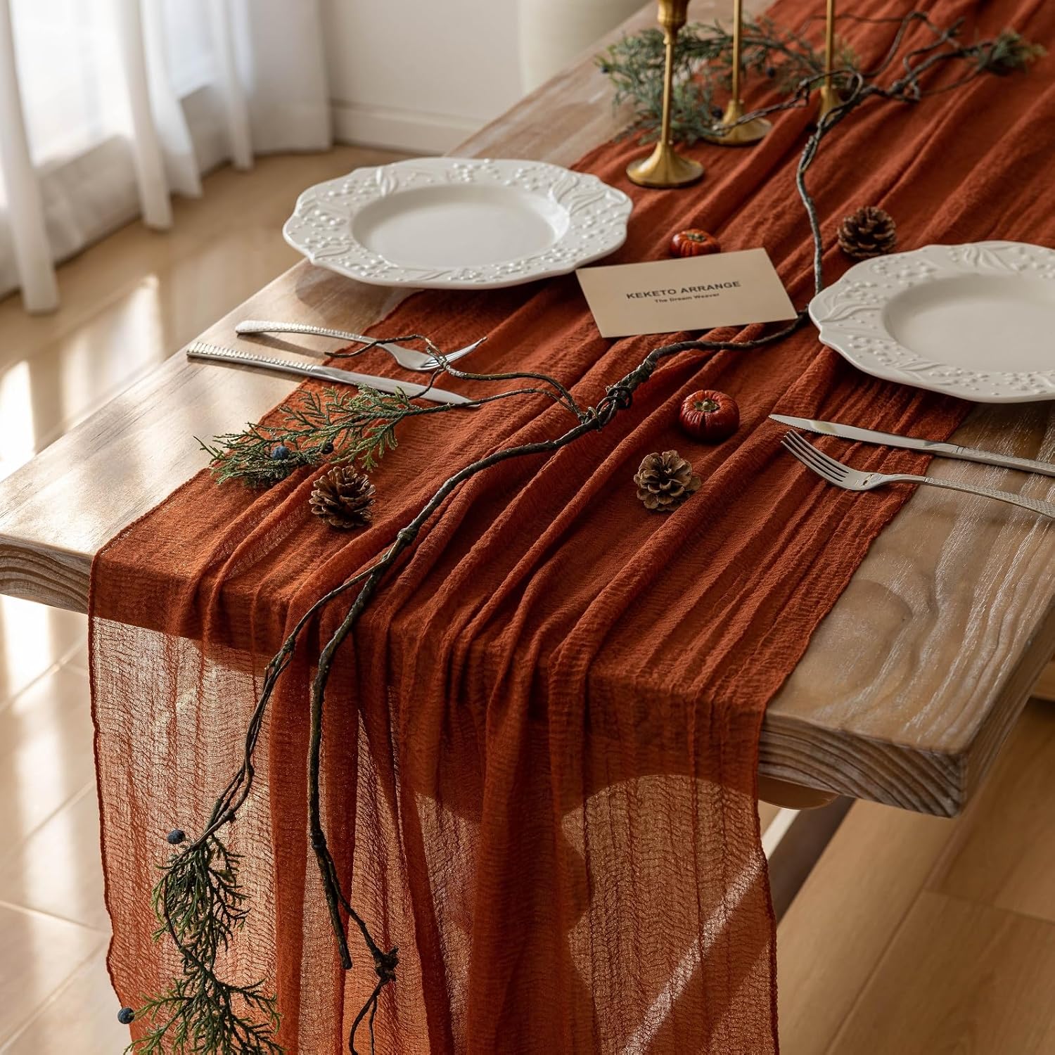 6pcs Fall Terracotta Table Runner for Rustic Wedding Decor