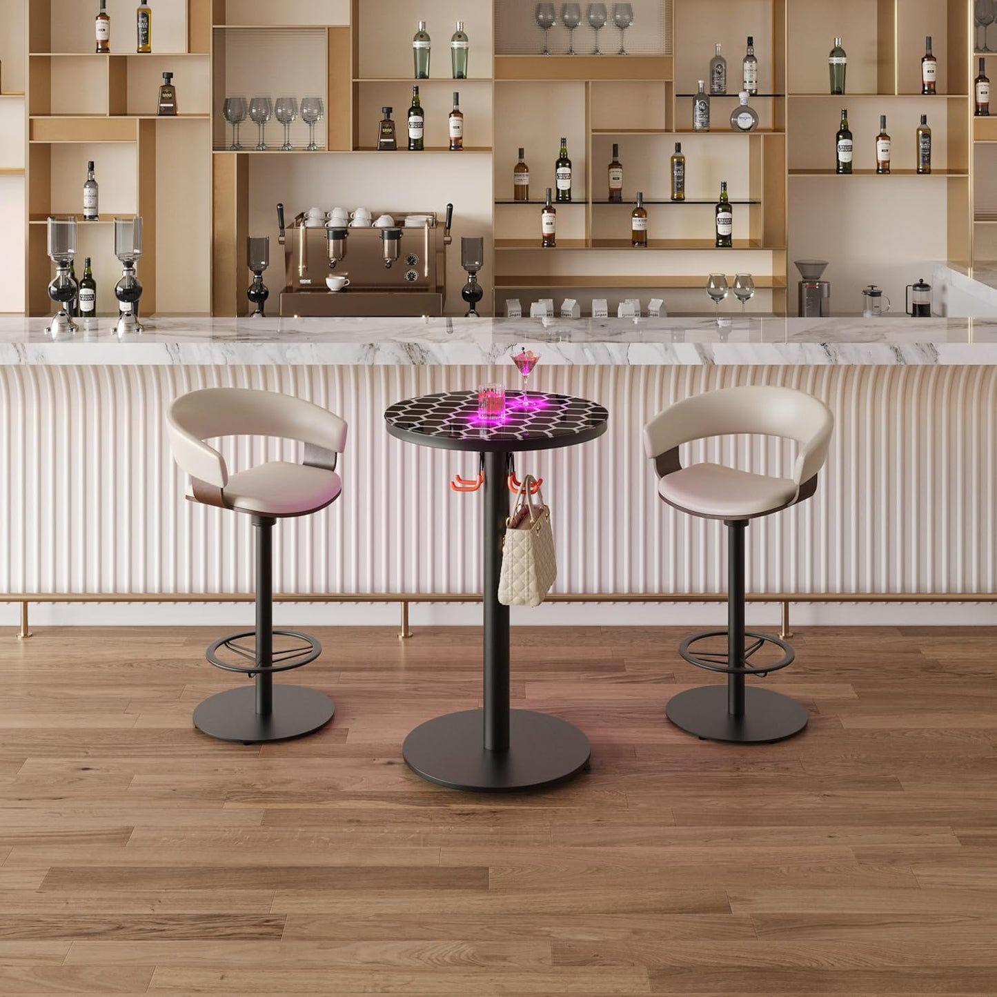 Modern LED Round Bar Table - Stylishly Illuminate Any Space!