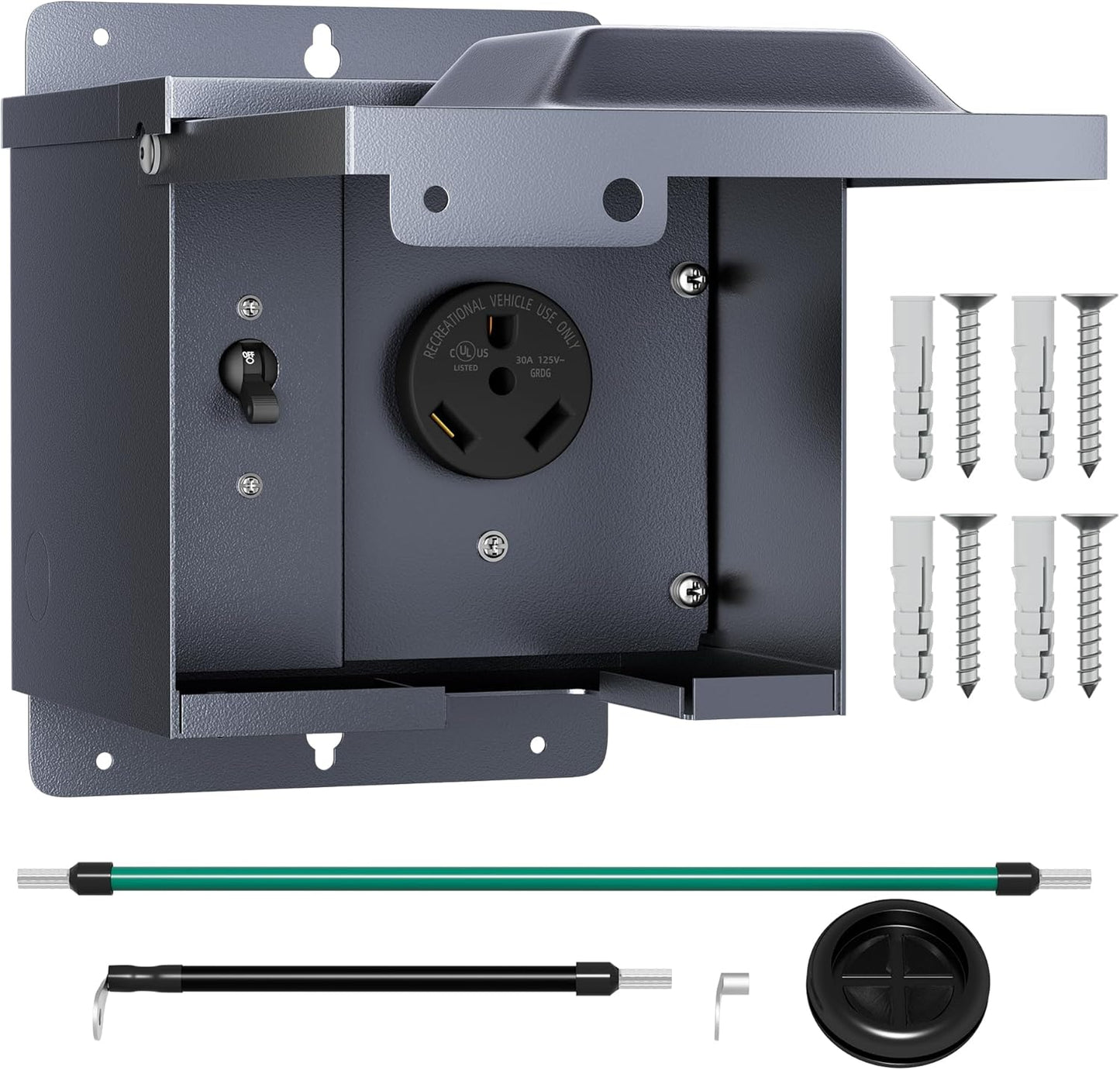 Joinfworld 30 Amp RV Power Outlet Box with Breaker for Safety