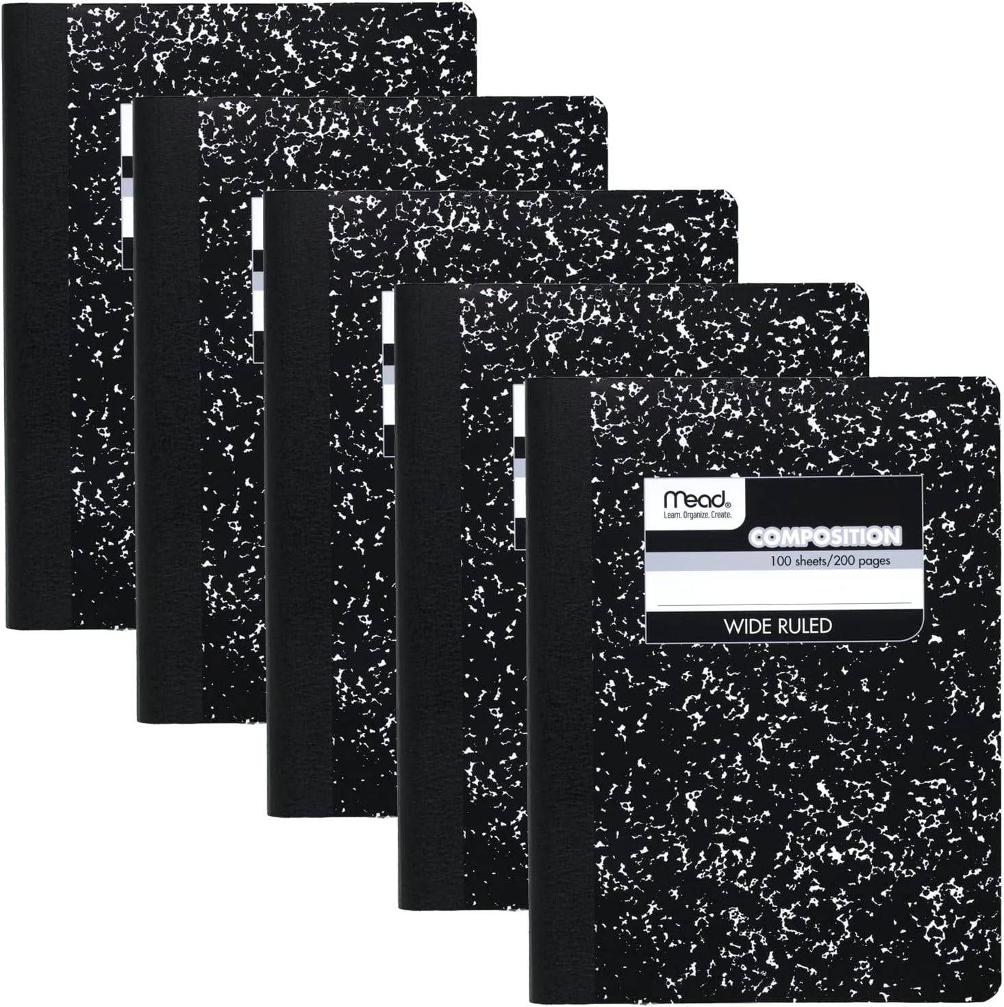 Mead Wide Ruled Composition Notebooks, 100 Sheets, 5 Pack