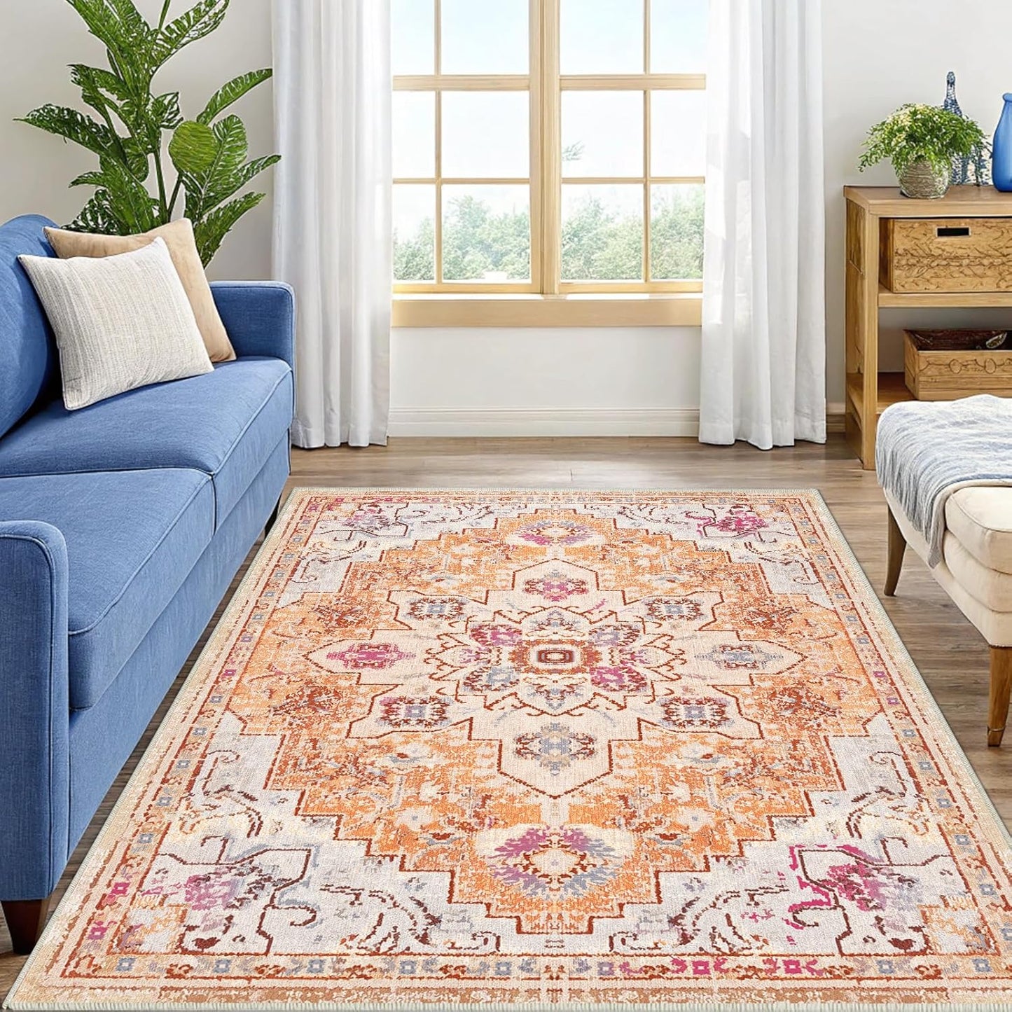 Boho Chic 5x7 Area Rug, Non-Shedding & Easy Care