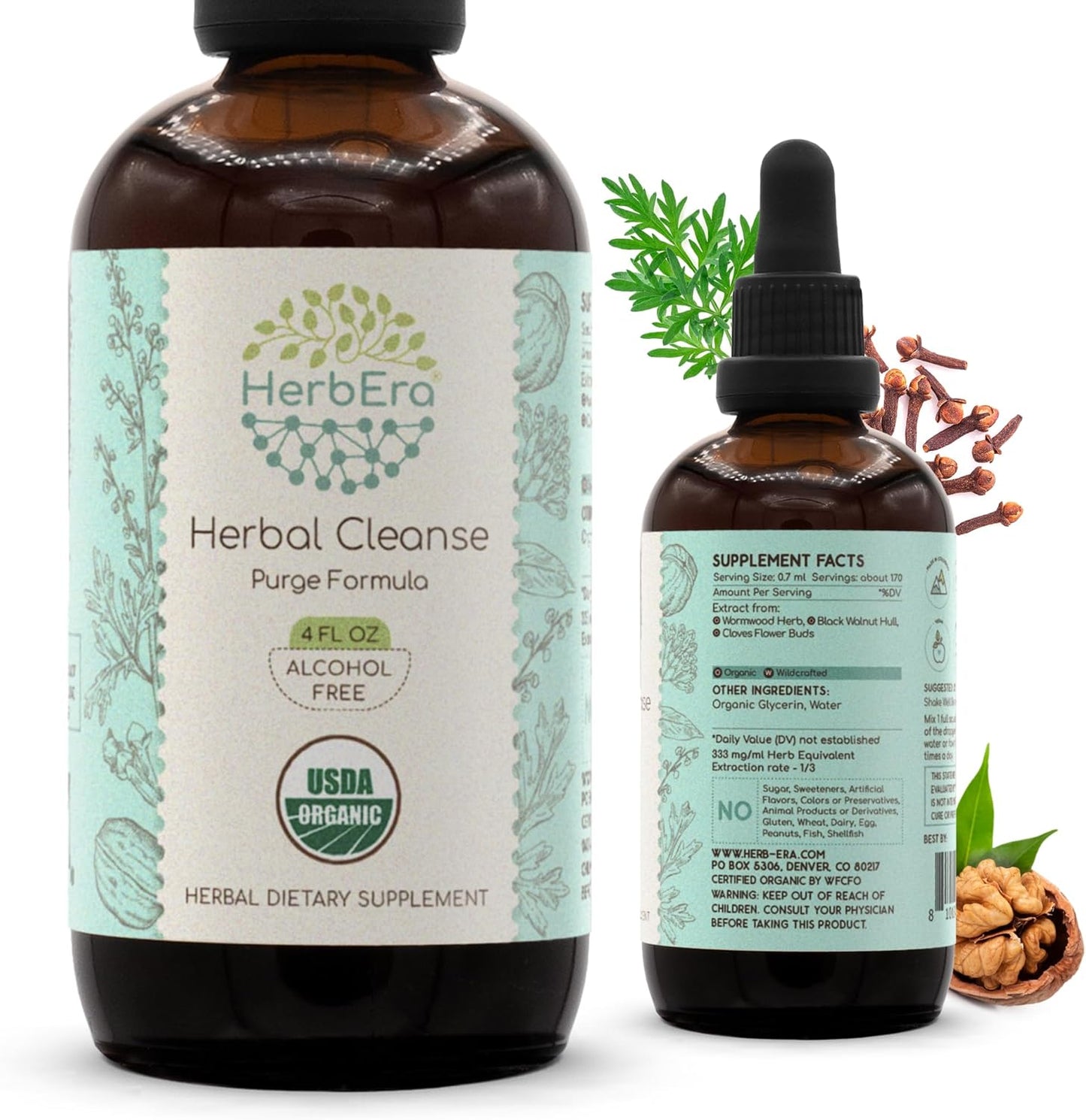 HerbEra Herbal Cleanse Organic Tincture for Detox and Wellness