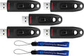 SanDisk Ultra 512GB USB 3.0 Flash Drive 5-Pack - High-Speed Bulk