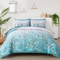 Aqua Comforter Set King Size - 7 Piece Botanical Bedding