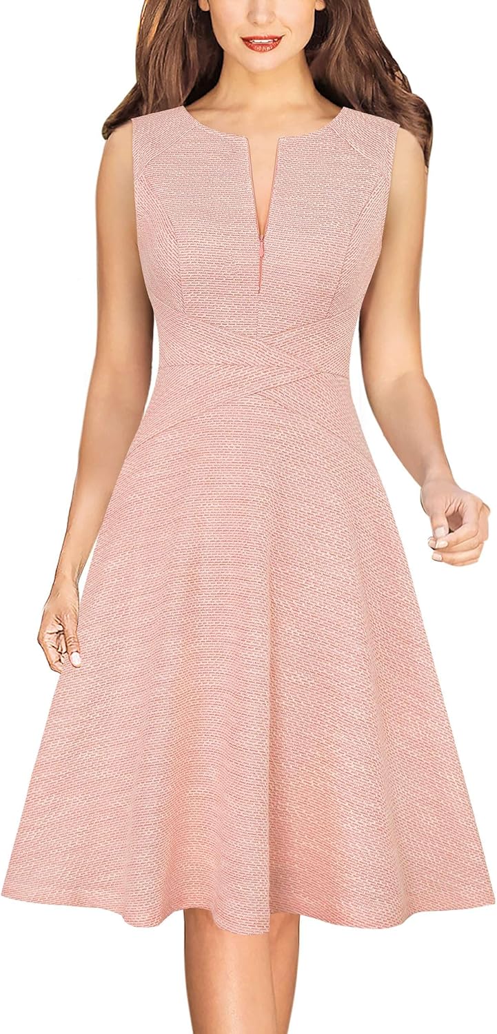 Elegant Front Zipper Slim A-Line Dress for Work and Parties