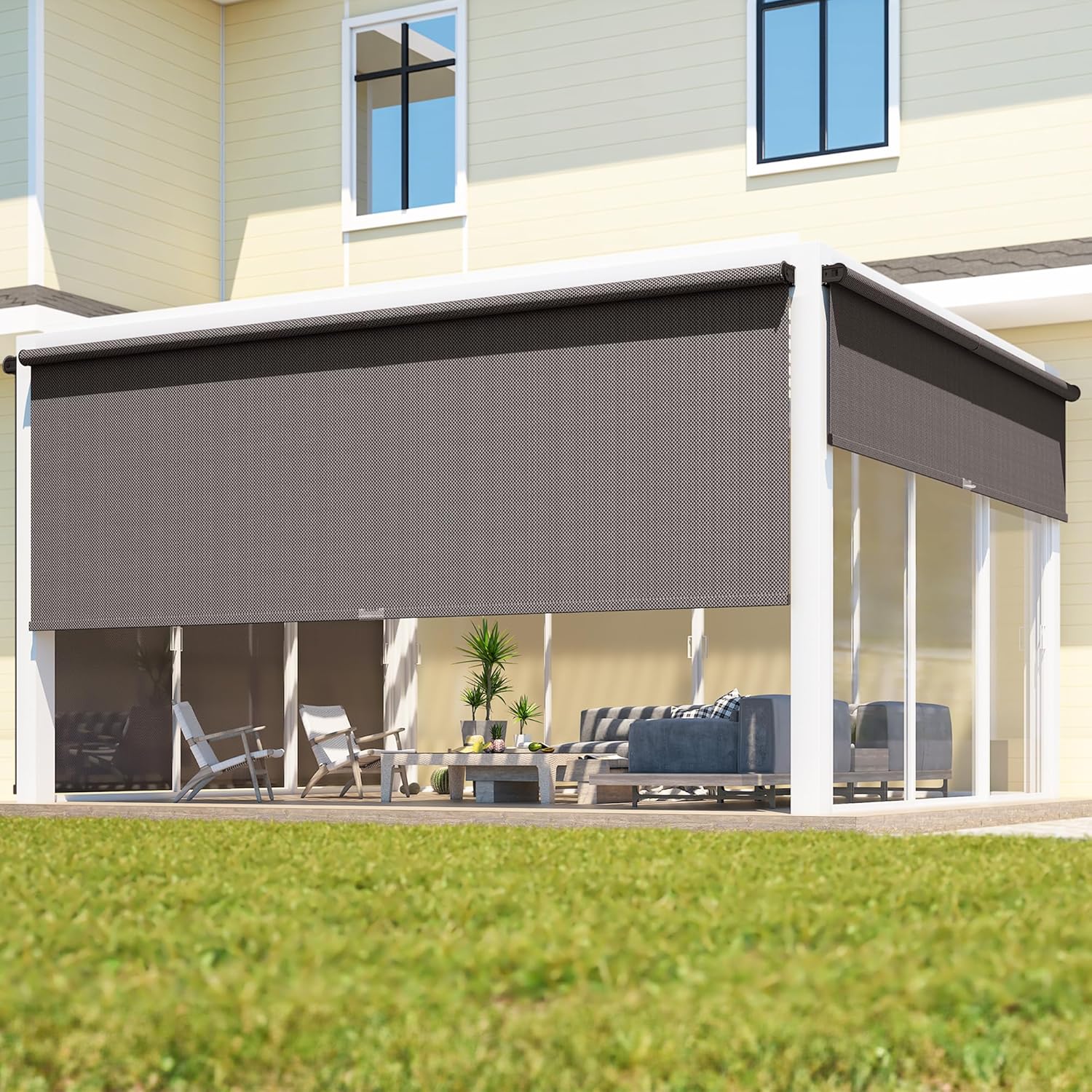 Outdoor Roller Shade for Patio with 95% UV Protection and Privacy