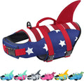Malier Dog Life Jacket American Flag Shark Design - High Buoyancy