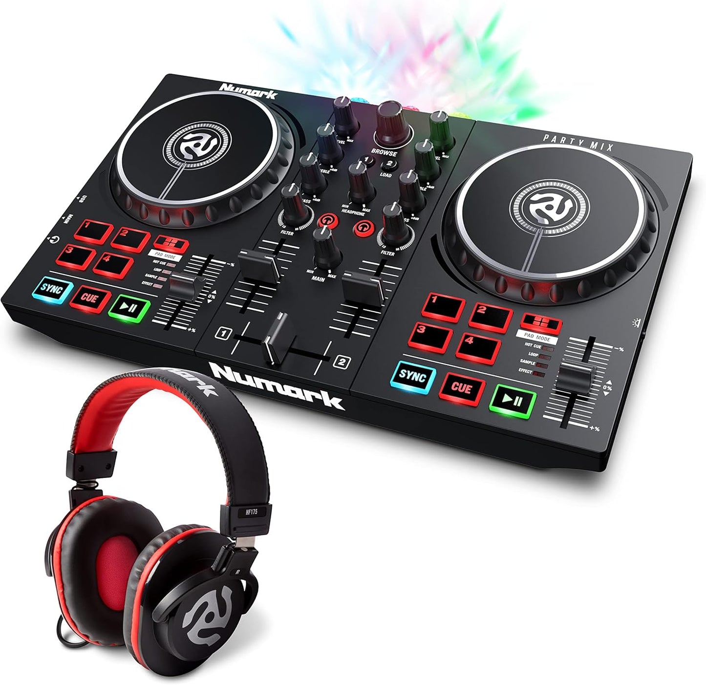 DJ Controller Bundle with Party Lights and Headphones for Beginners