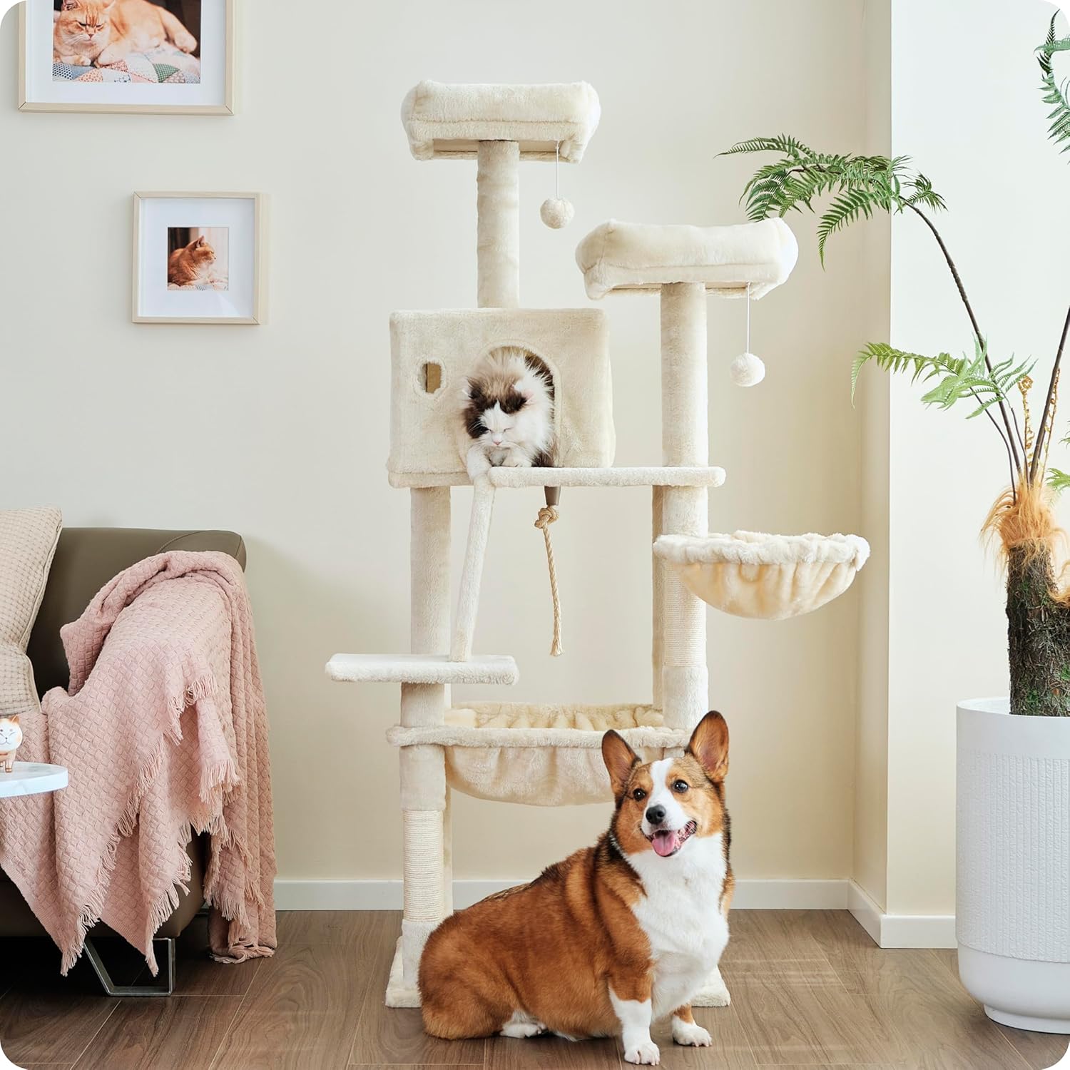 Ouritsu Cat Tree 56 inch Tall Tower for Large Cats Indoor