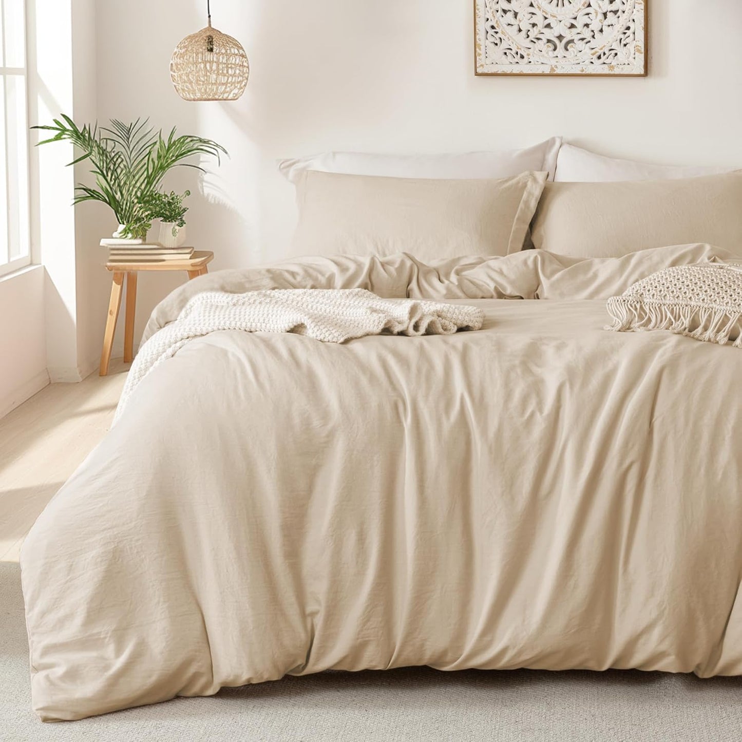 MILDLY Super Soft Duvet Cover Set - Light Khaki Comforter Cover