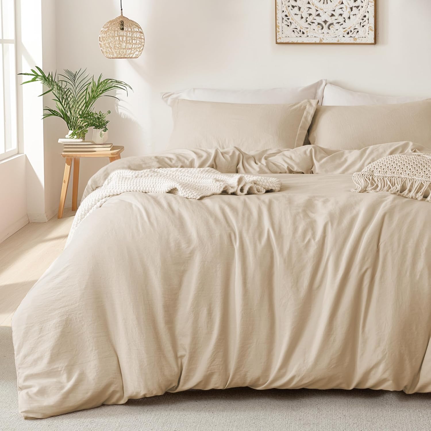 MILDLY Super Soft Duvet Cover Set - Light Khaki Comforter Cover