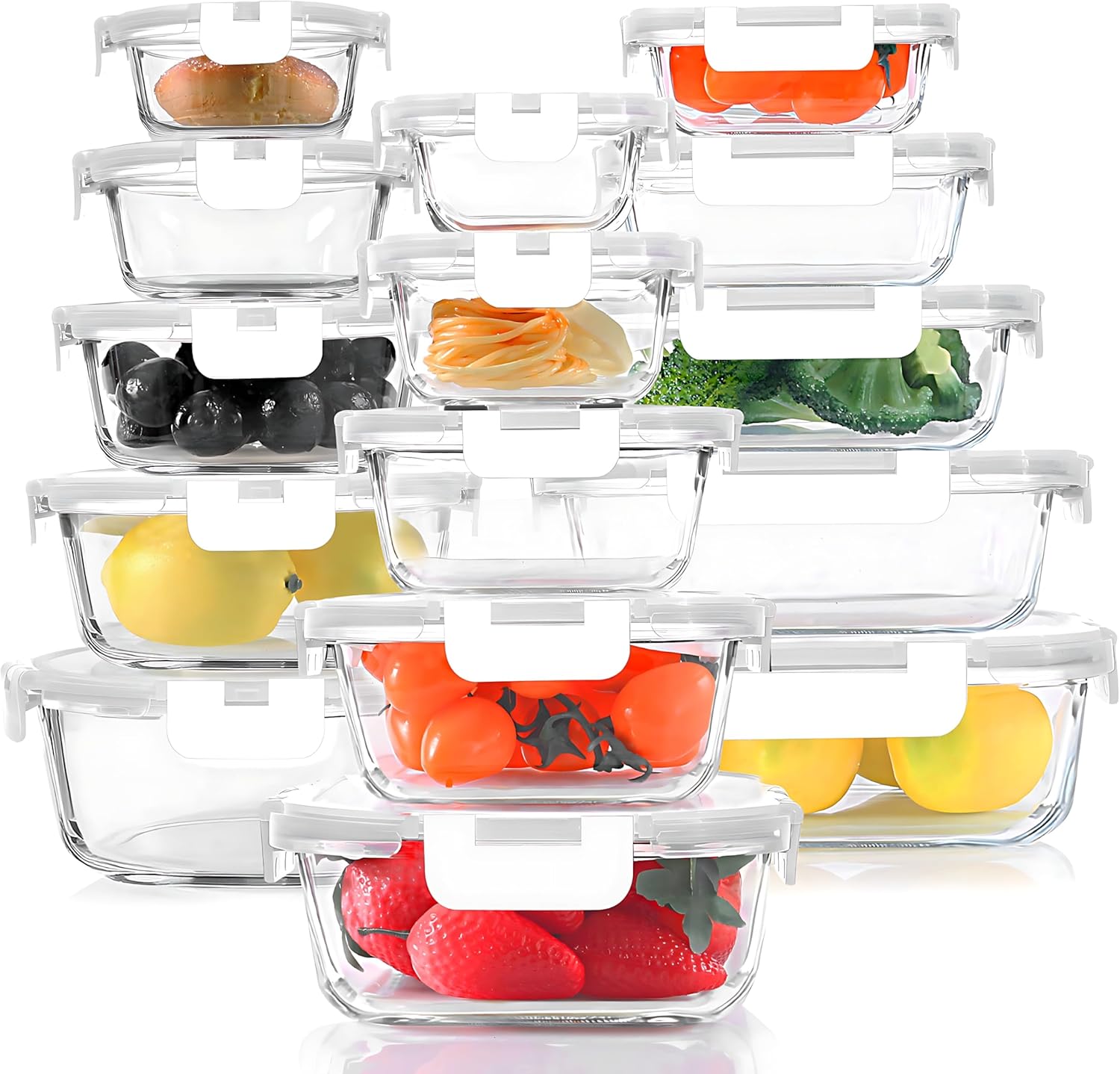 KOMUEE Glass Food Storage Containers Set for Meal Prep and More