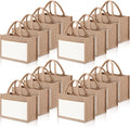 Jute Burlap Tote Bags 16 Pack - Reusable Beach & Gift Bags