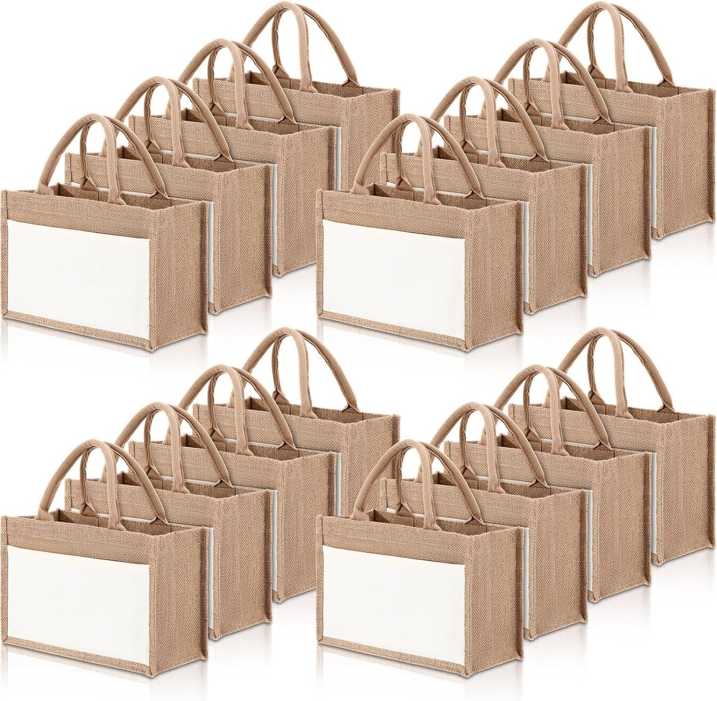 16 Pcs Jute Tote Bags for Weddings and Daily Use - Reusable Bags