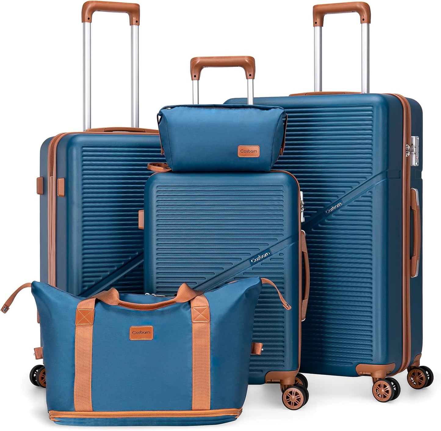 5 Piece Luggage Set with Spinner Wheels for Easy Travel