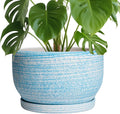 Ceramic Plant Pot 10 in Blue - Modern Round Planter