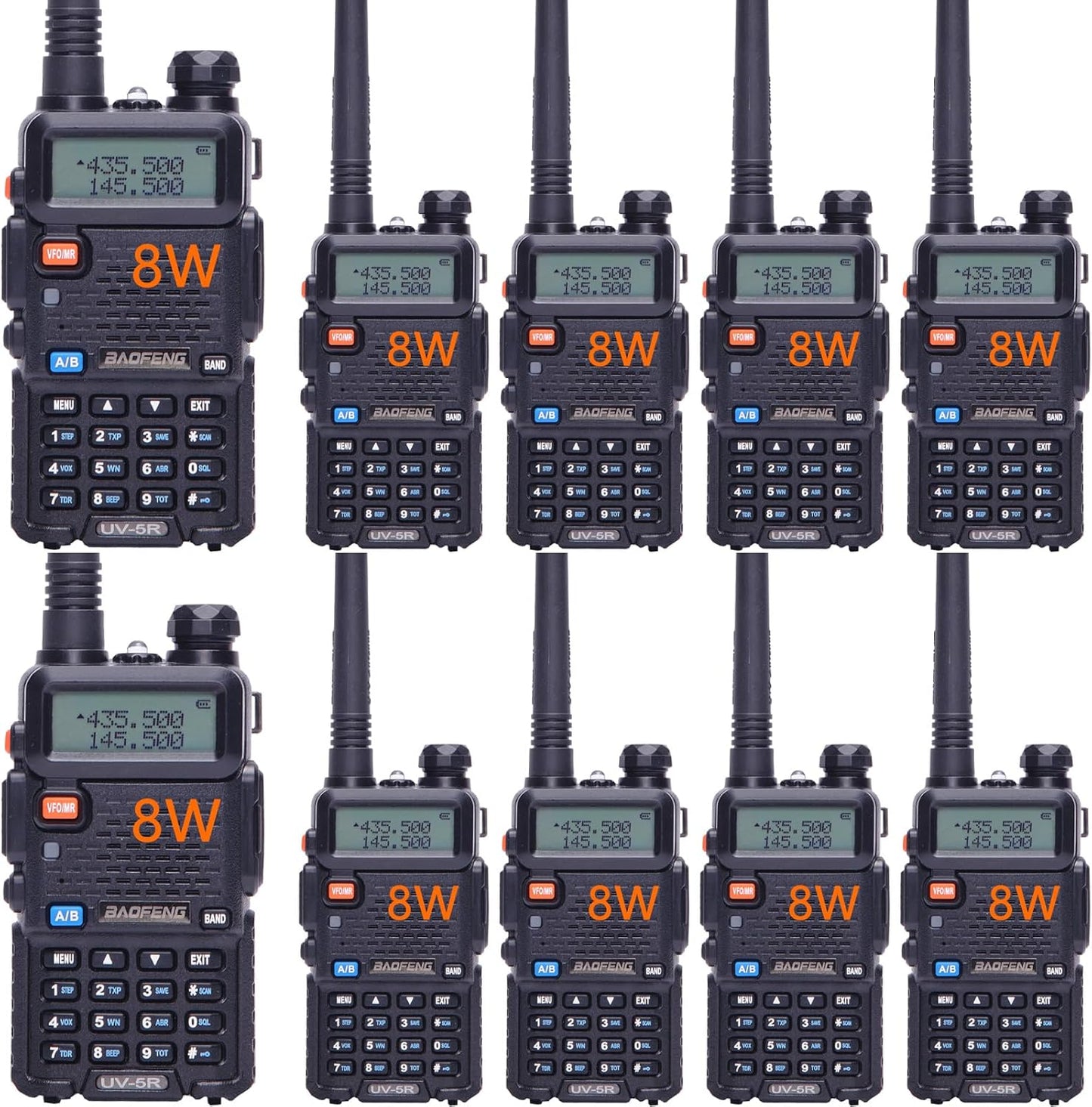 Baofeng UV-5R Dual Band Two Way Radio Pack of 10 for Adults