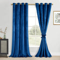 Blue Velvet Tieable Blackout Curtains 84 in - Light Blocking Luxury