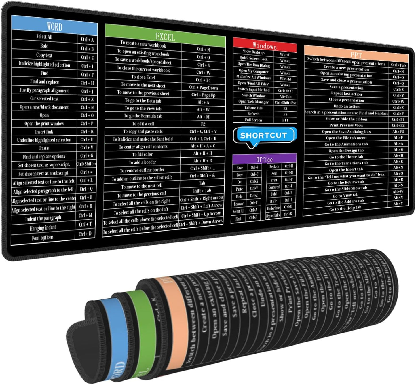 Premium XL Gaming Mouse Pad with Shortcuts Keys - Boost Your Productivity!