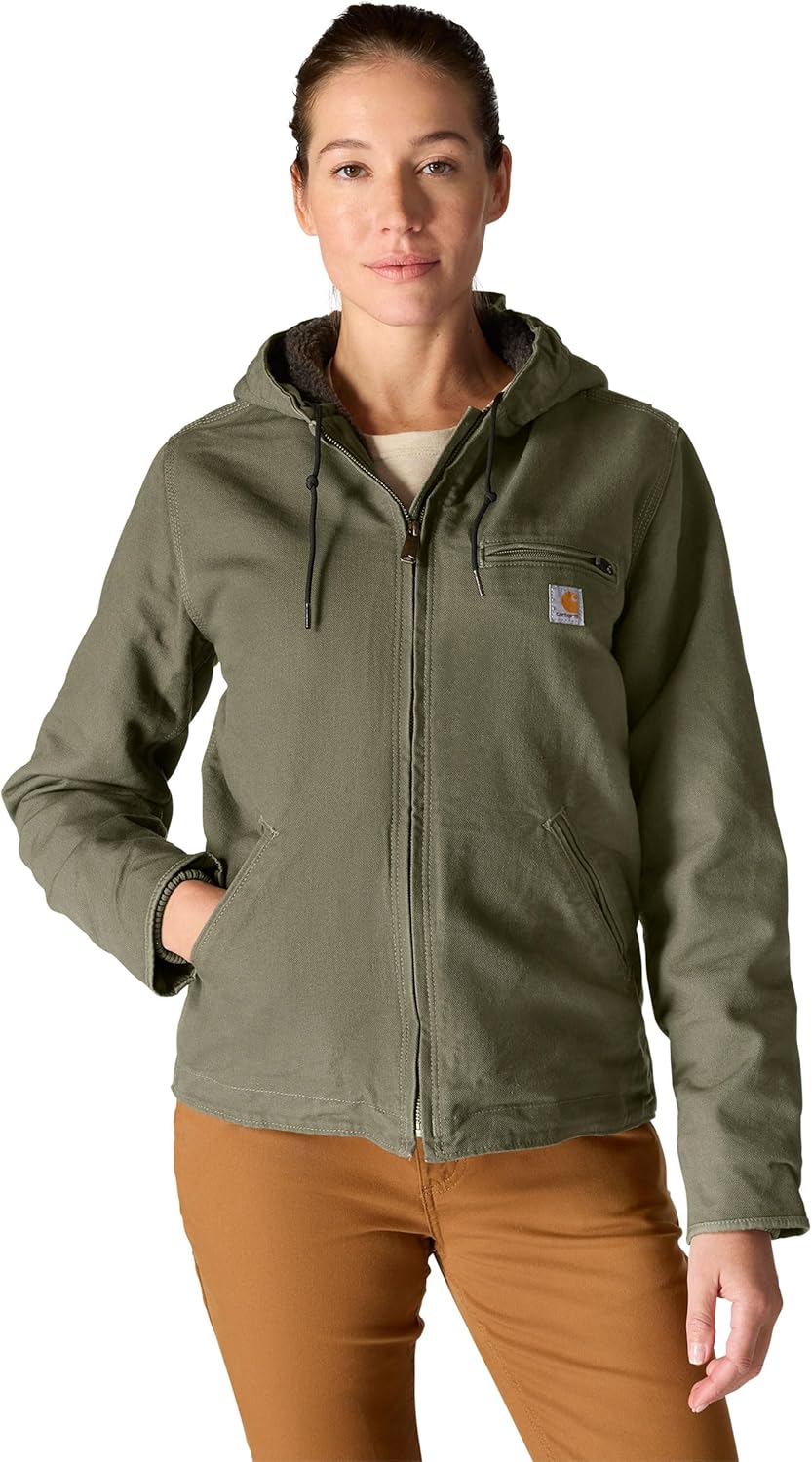 Carhartt Women's Loose Fit Washed Duck Jacket - Sherpa Lined