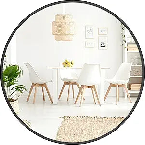 Black Round Mirror for Bathroom - Modern Farmhouse Decor