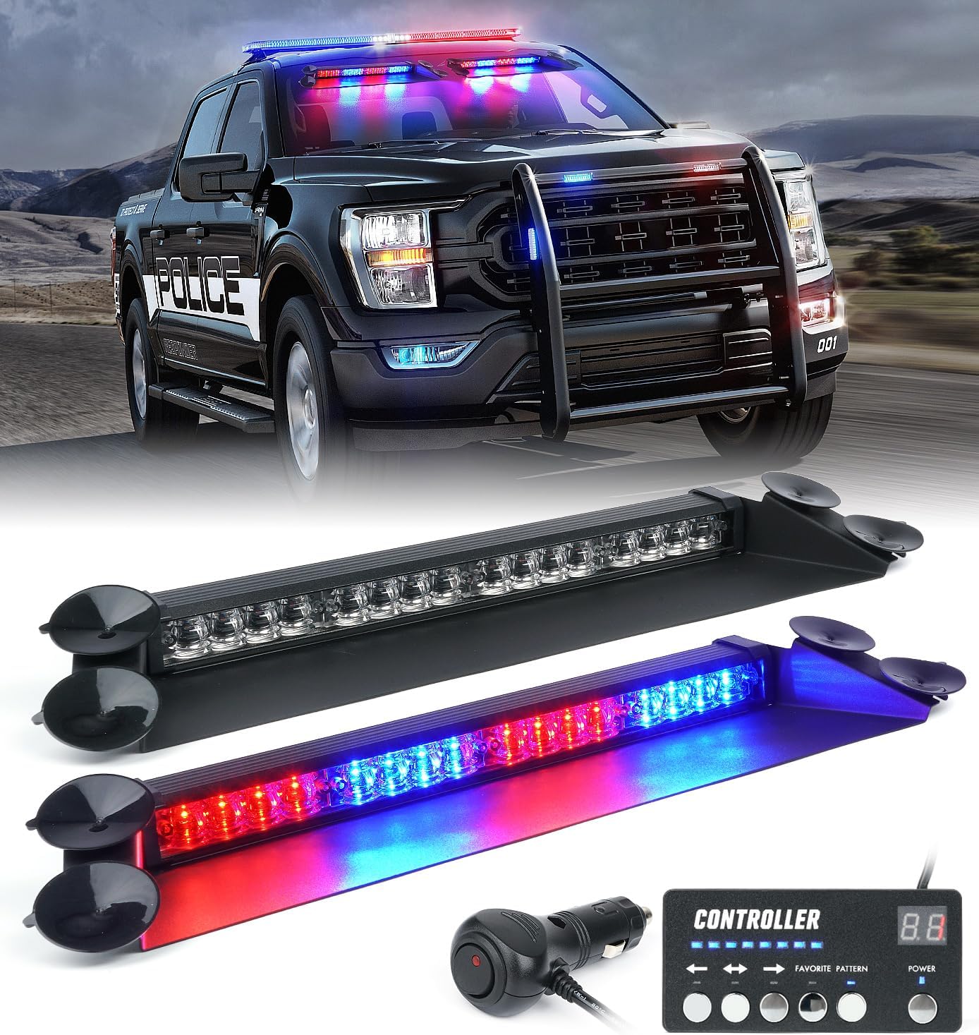 LUMENIX LED Emergency Dash Strobe Lights Bar for Safety