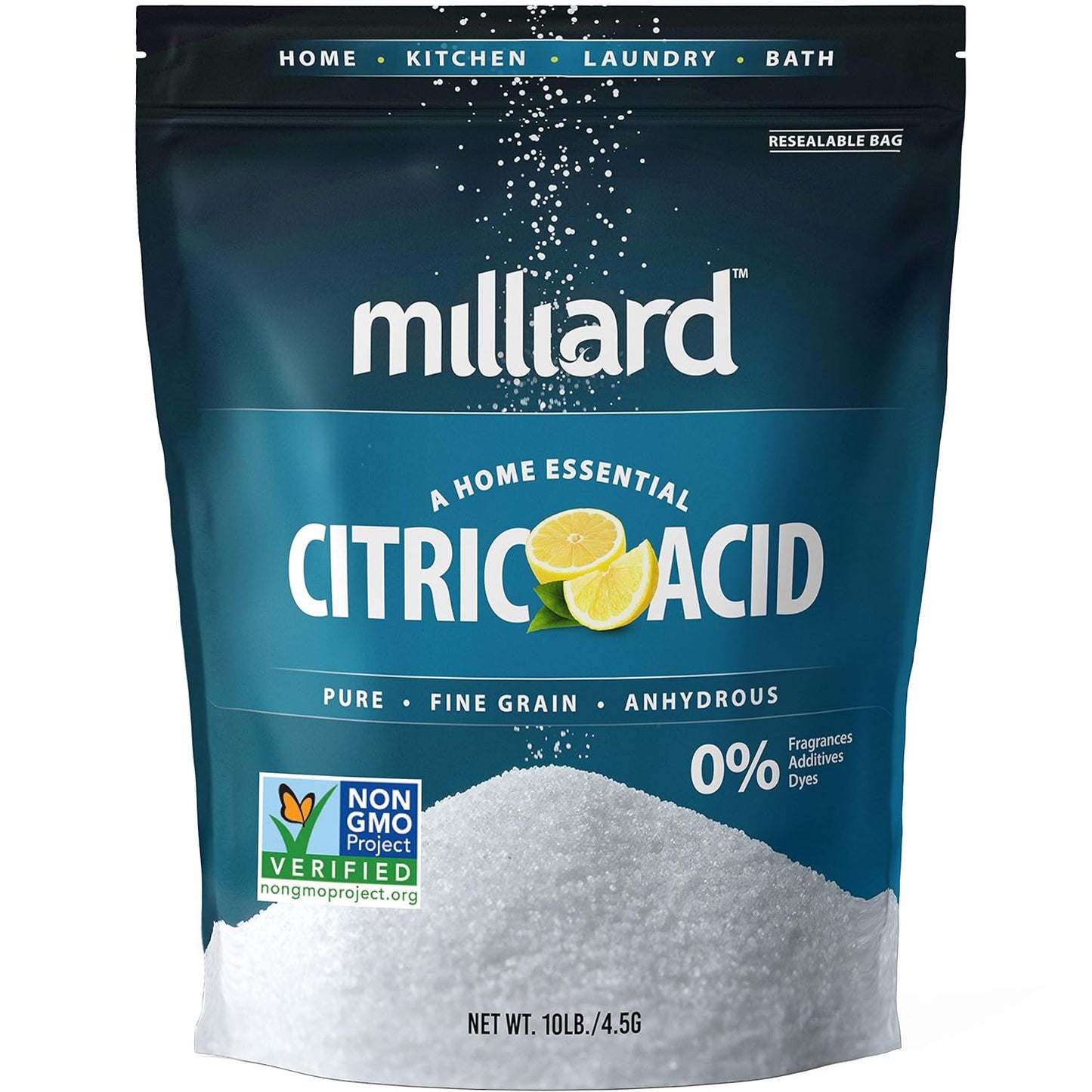 Milliard Citric Acid 10 Pound - Pure Non-GMO Kitchen Essential