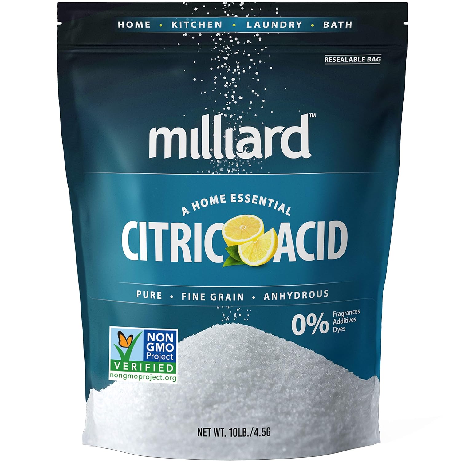 Milliard Citric Acid 10 Pound - Pure Non-GMO Kitchen Essential