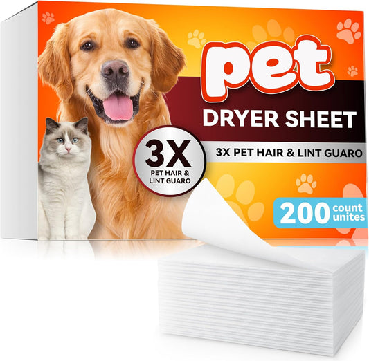 200 Ct Fresh Scent Pet Hair Remover Sheets - 3X Power, Static Reduction