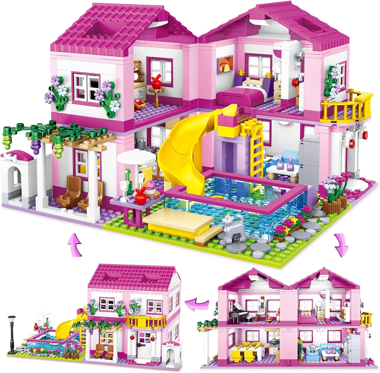 Pink Girls Summer Villa Friends Building Set for Creative Play
