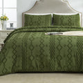 Olive Green Tufted Comforter Set Queen - Textured Microfiber Bedding