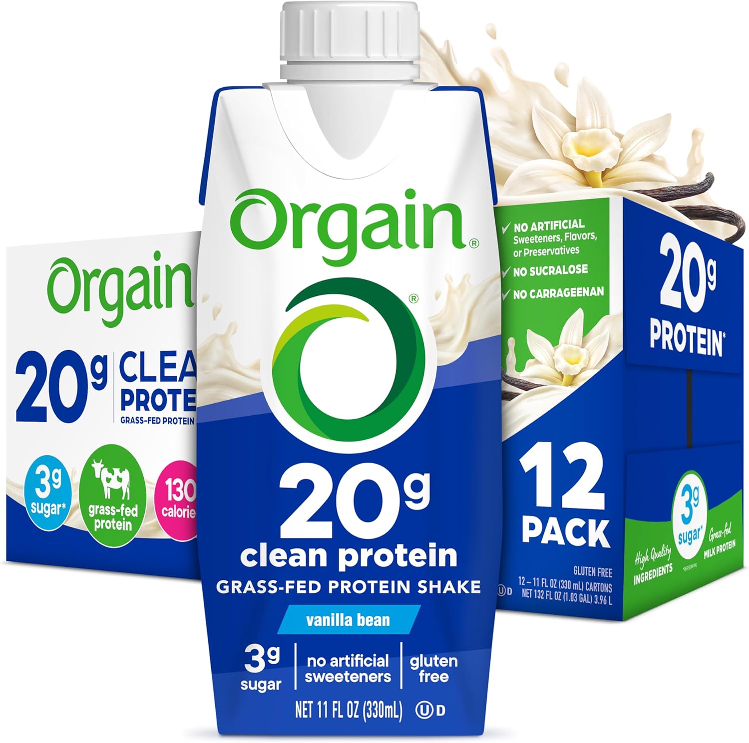 Orgain Clean Protein Shake - Grass Fed Dairy Vanilla Bean