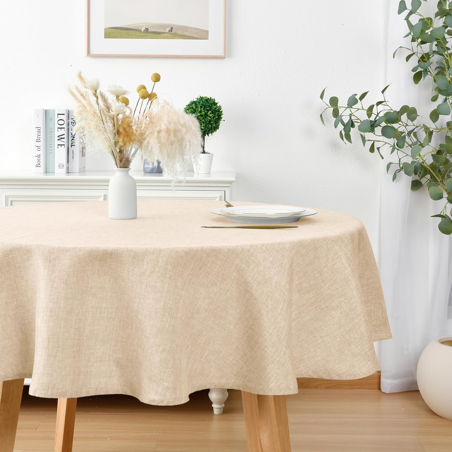 JIUZHEN Round Table Cloth for Kitchen and Dining Room Use