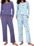 Ekouaer 2 Pack Women's Pajama Set Soft Long Sleeve (Style 76BQ)