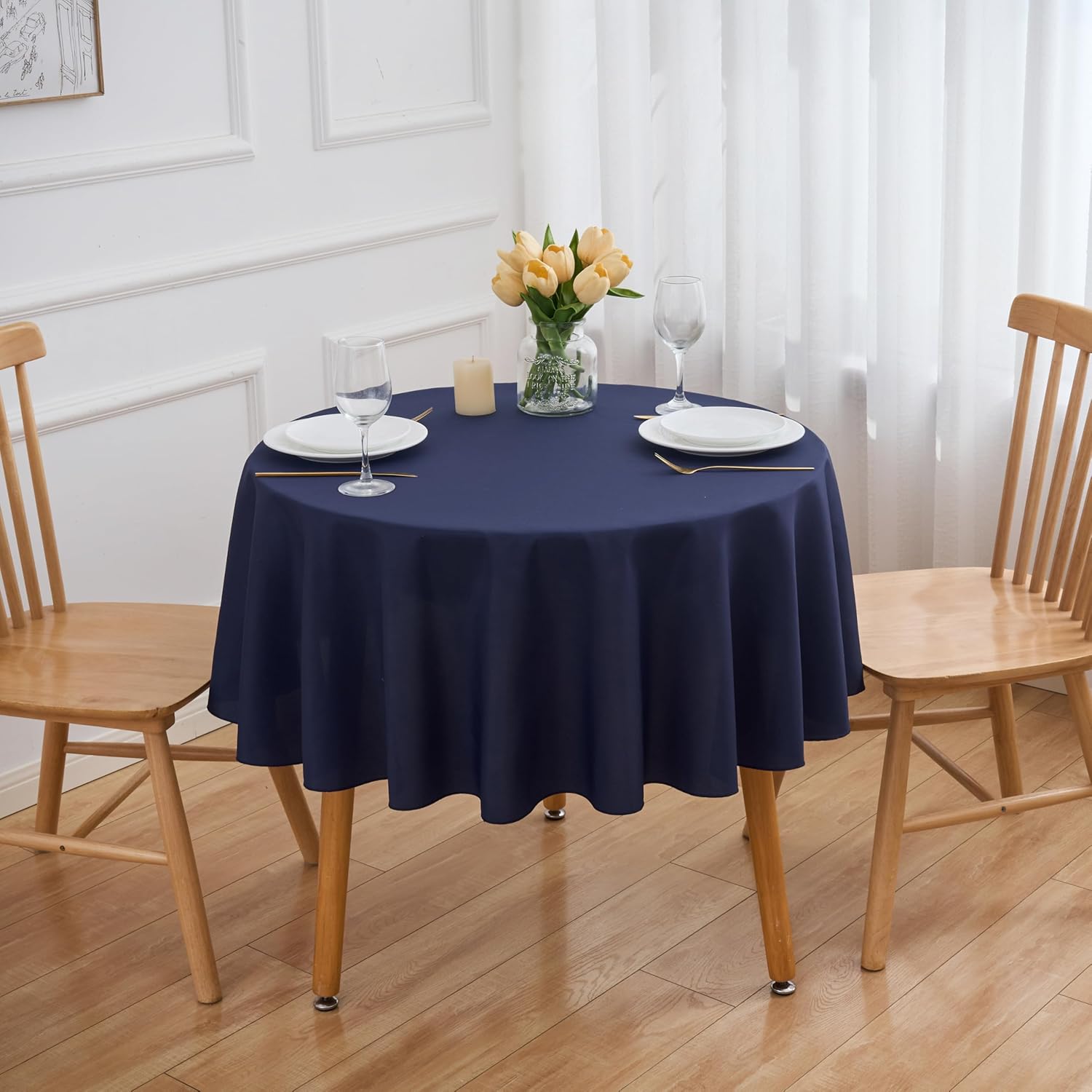 Navy Blue 6 Pack Round 60 Inch Tablecloth for Every Occasion