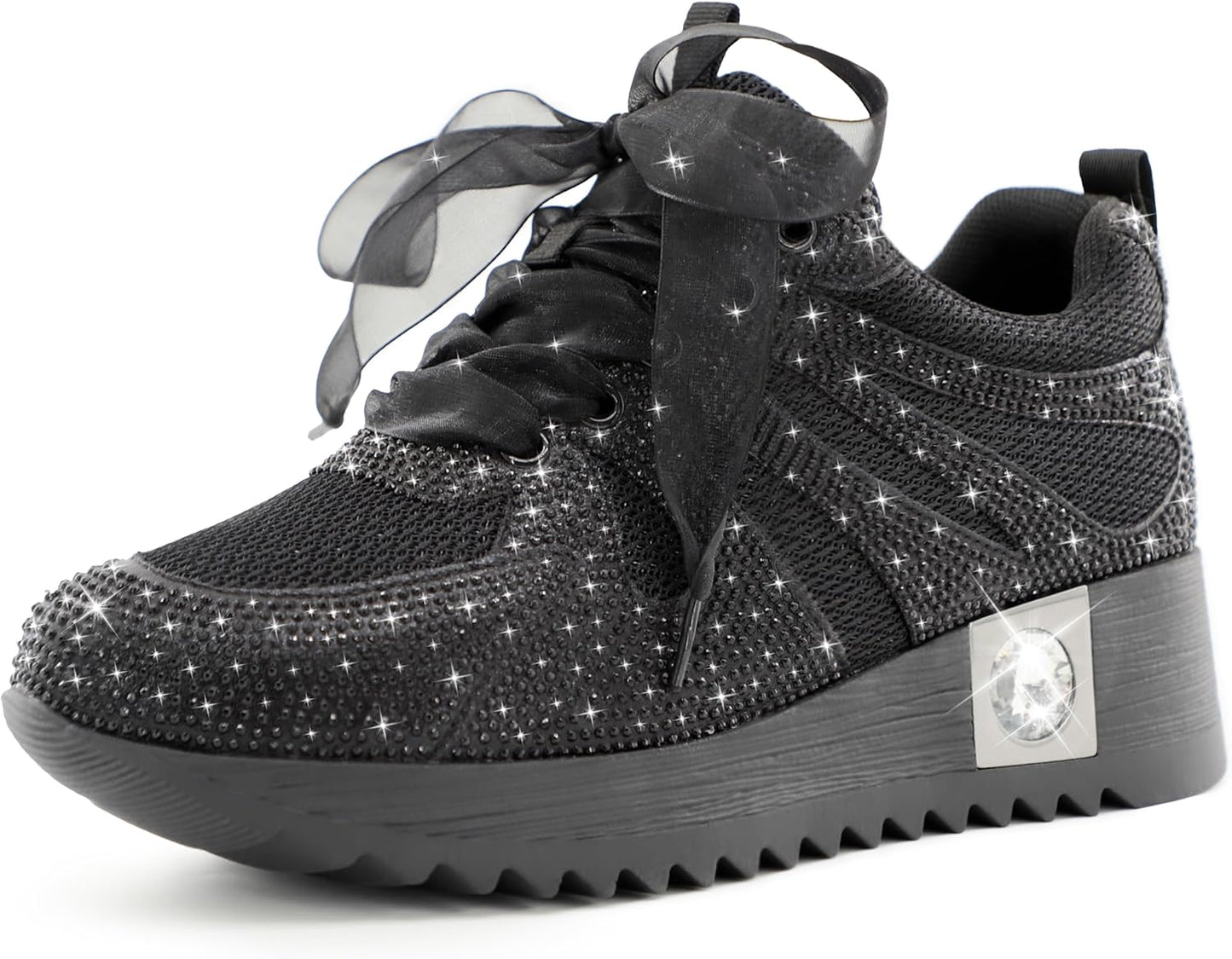 Women's Fashion Glitter Sneakers Platform Wedge Shoes for Style