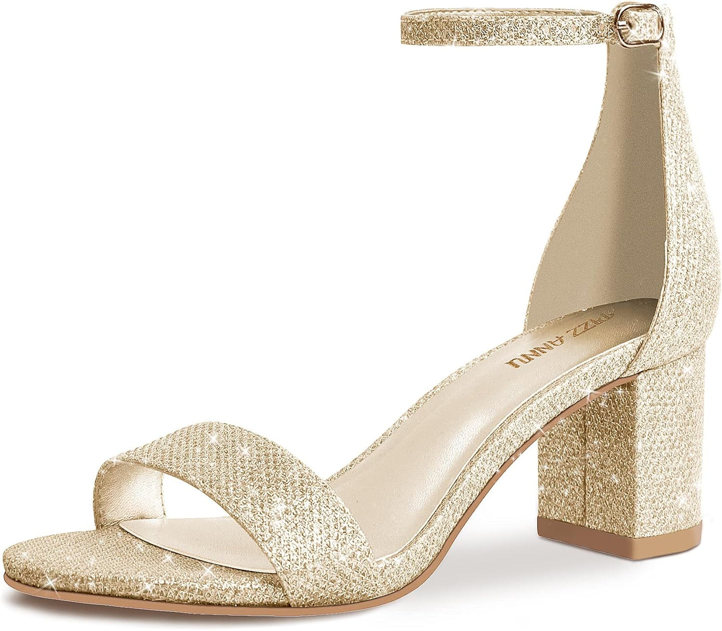 PIZZ ANNU Women's Low Block Chunky Heels Sandals for Comfort