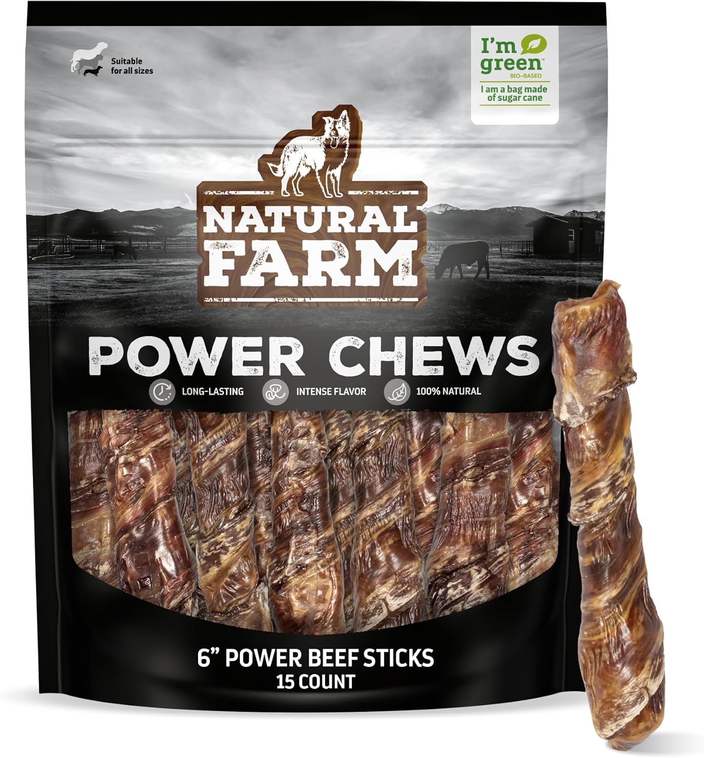 Natural Farm Power Beef Sticks for Dogs - Premium Chews