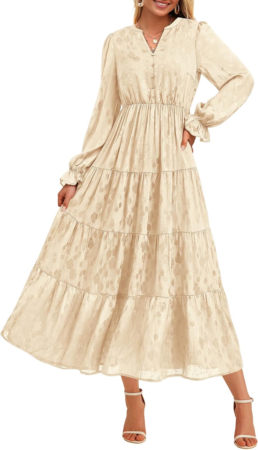 KIRUNDO Fall Wedding Guest Dresses for Women 2025 Elegant Maxi