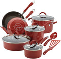 Rachael Ray Cucina Nonstick Cookware Set, 12 Piece - Cranberry Red