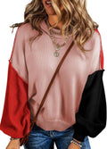 Women's Colorblock Crewneck Cotton Sweater - Soft Fall Knit