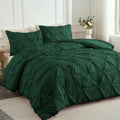Andency Queen Comforter Set Dark Green Pinch Pleat - All Season