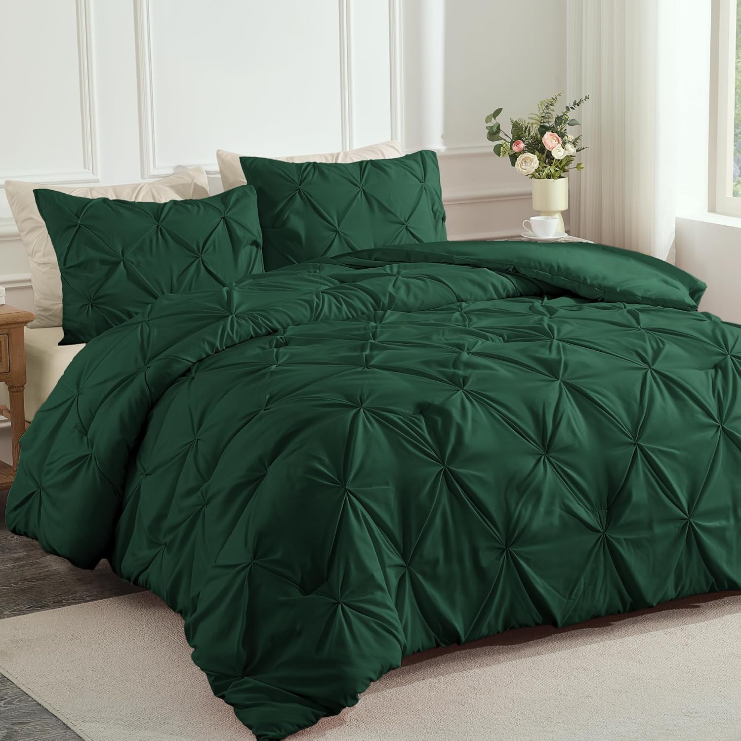 Andency Queen Comforter Set Dark Green for All Season Comfort