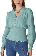Scarlet Darkness Womens Renaissance Peasant Blouse - Lace Smocked Top